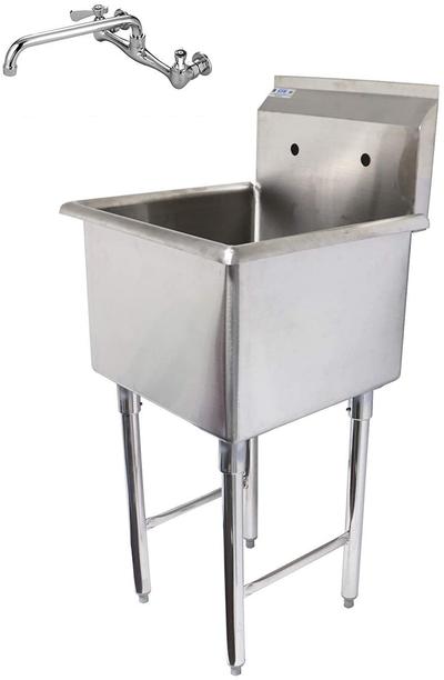Commercial 18 Utility Sink w/ Faucet (Stainless Steel)