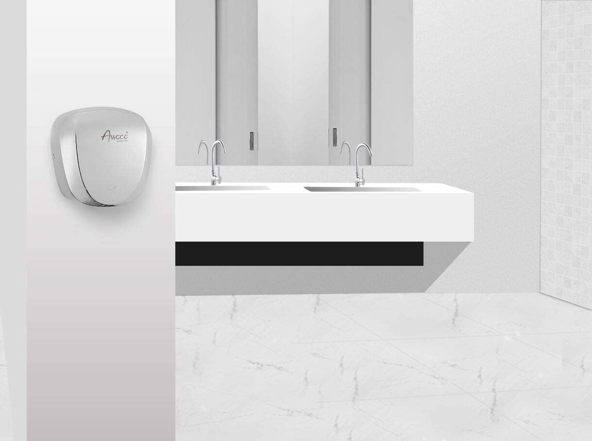 Awoco Standard Heavy Duty Stainless Steel 1450W 120V Automatic High Speed Commercial Hand Dryer, UL Listed