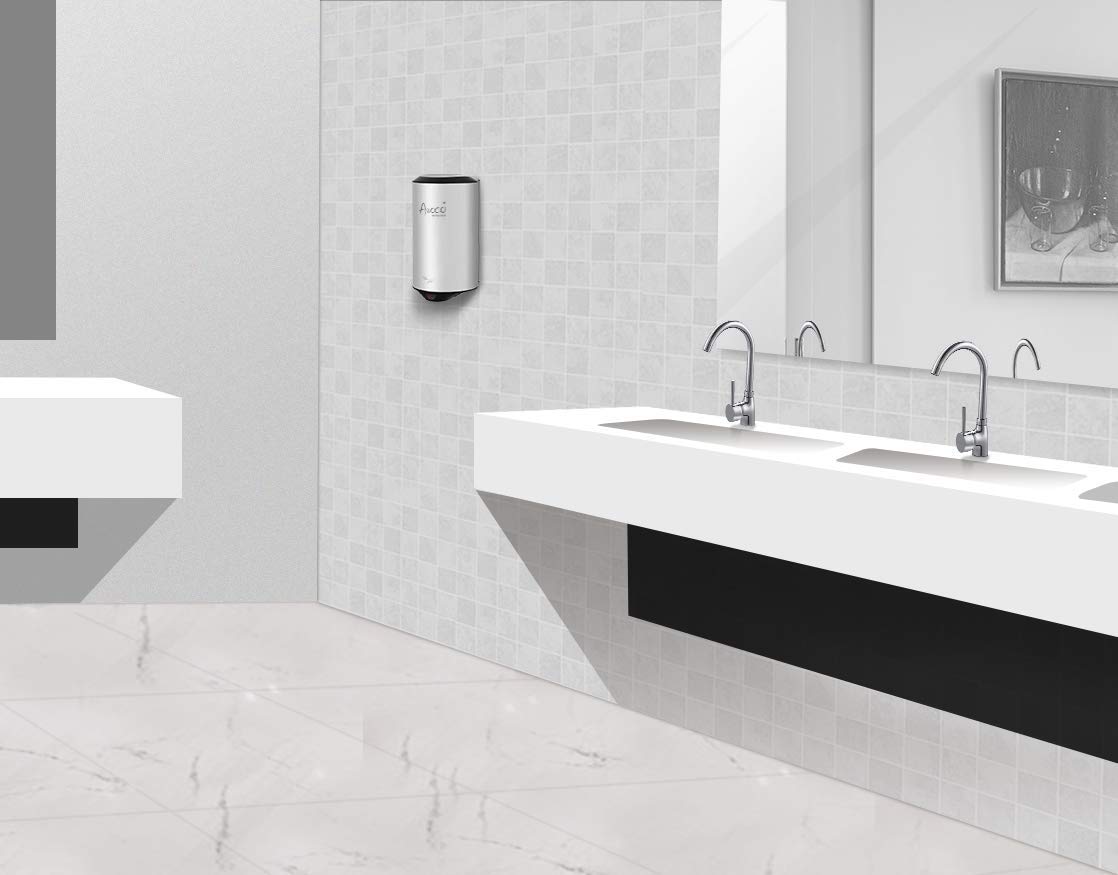 Awoco Round Stainless Steel 1350W 120V Automatic High Speed Commercial Hand Dryer, UL Listed, 1 Year Warranty