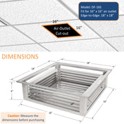Leyso 16” Stainless Steel 4-Way Adjustable Air Diffuser for Evaporative Swamp Cooler, 18” x 18" Mounting Edge