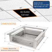 Leyso 22” Stainless Steel 4-Way Adjustable Air Diffuser for Evaporative Swamp Cooler, 24” x 24" Mounting Edge