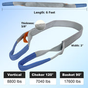 Leyso Purple Multifunctional Heavy Duty Lift Sling Web Town Strap with 5" Diameter Reinforced Loops and Wear Guard End