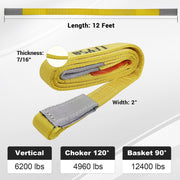 Leyso Purple Multifunctional Heavy Duty Lift Sling Web Town Strap with 5" Diameter Reinforced Loops and Wear Guard End
