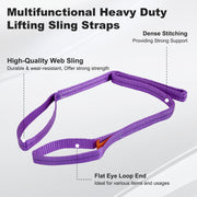 Leyso Purple Multifunctional Heavy Duty Lift Sling Web Town Strap with 5" Diameter Reinforced Loops and Wear Guard End