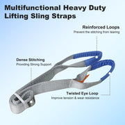 Leyso Purple Multifunctional Heavy Duty Lift Sling Web Town Strap with 5" Diameter Reinforced Loops and Wear Guard End