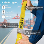 Leyso Purple Multifunctional Heavy Duty Lift Sling Web Town Strap with 5" Diameter Reinforced Loops and Wear Guard End
