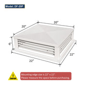 Leyso 20” White Powder Coated 4-Way Adjustable Air Diffuser for Evaporative Swamp Cooler, 22” x 22" Mounting Edge