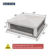 Leyso 24” Stainless Steel 4-Way Adjustable Air Diffuser for Evaporative Swamp Cooler, 26” x 26" Mounting Edge