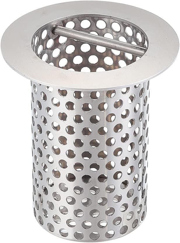 Leyso 3" Drain 4"H Stainless Steel Cylindrical Floor Sink Strainer with Handle