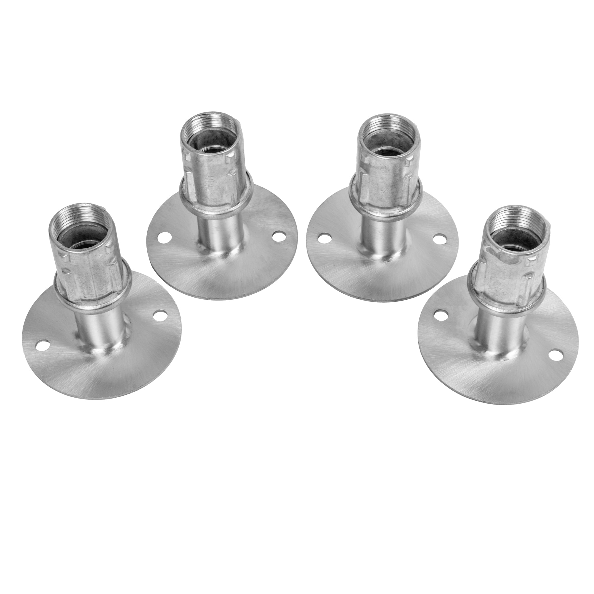 FT-SP3 4 Sets Stainless Steel Adjustable Flanged Feet for 1-5/8" O.D Tubing, 3-1/2" Diameter Table Round Base for Restaurant Equipment