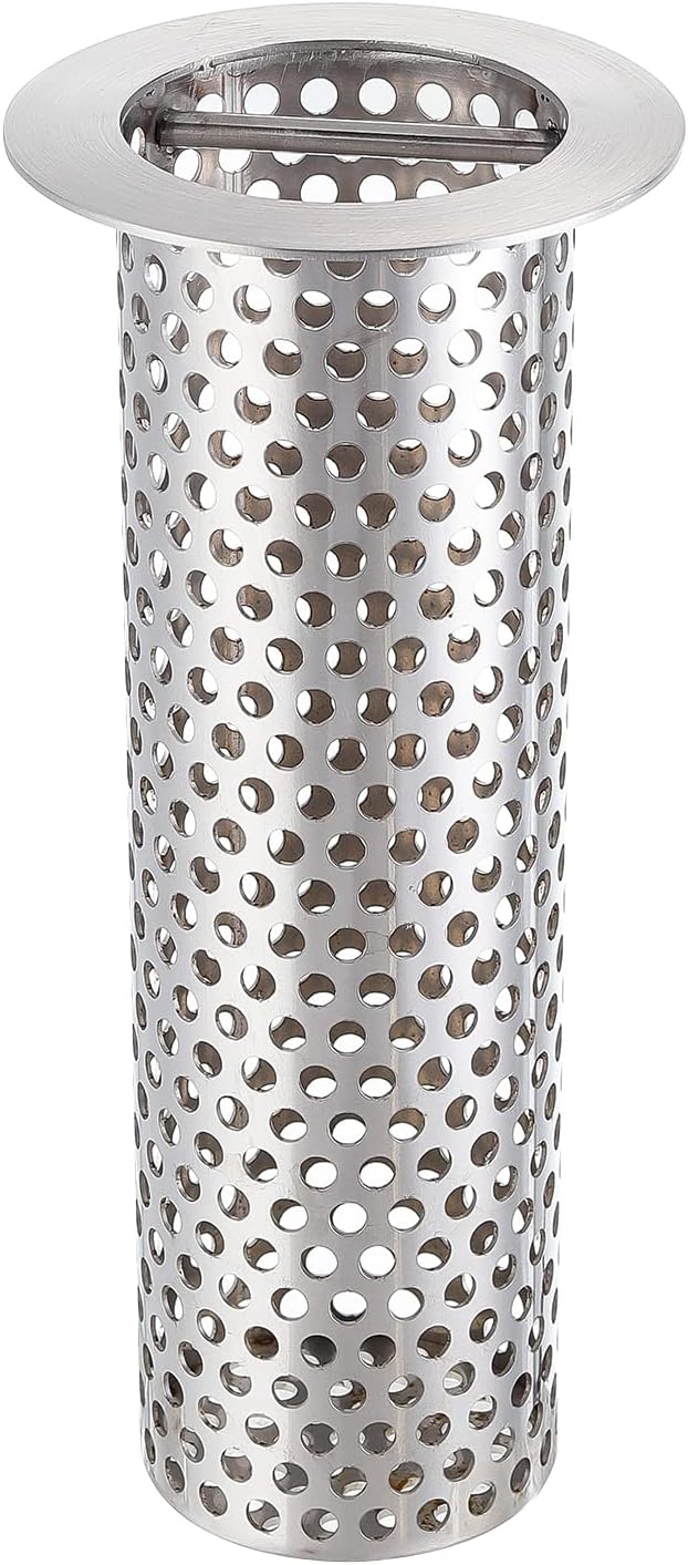 Leyso 3" Drain 8"H Stainless Steel Cylindrical Floor Sink Strainer with Handle