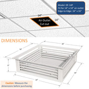 Leyso 14” White Powder Coated 4-Way Adjustable Air Diffuser for Evaporative Swamp Cooler, 16” x 16" Mounting Edge