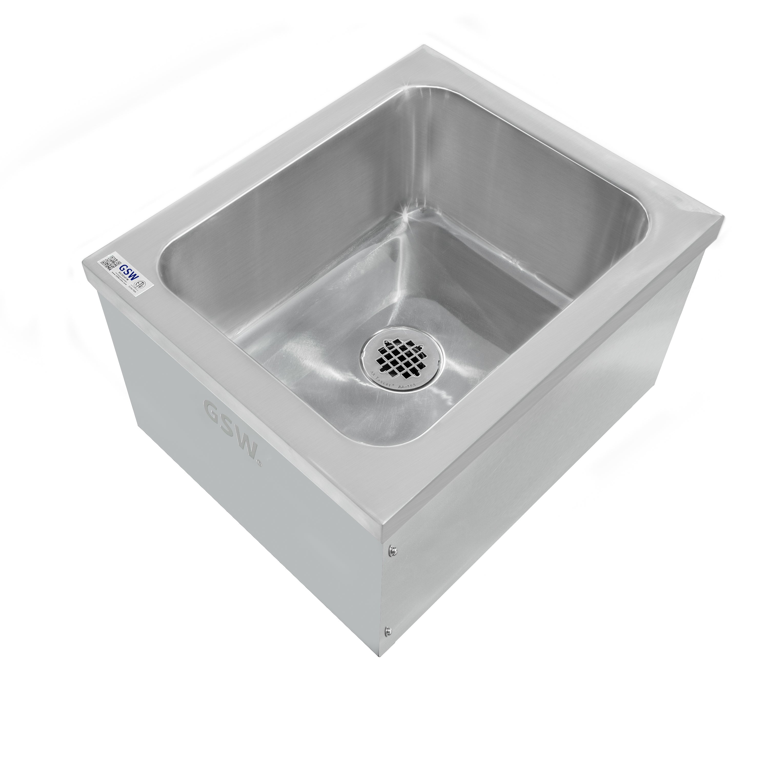 Commercial Stainless Steel Floor Mount Mop Sink With Strainer - Perfect for Restaurant, Bar, Buffet SE2424FM (24"W x 24"L x 14"H)