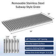 Leyso 12" x 36" 14-Gauge Stainless Steel Floor Trough with Removable Grate and Strainer Basket, Commercial Floor Drainer Used for Restaurants Kitchen, Hotels, Industrial Facilities.