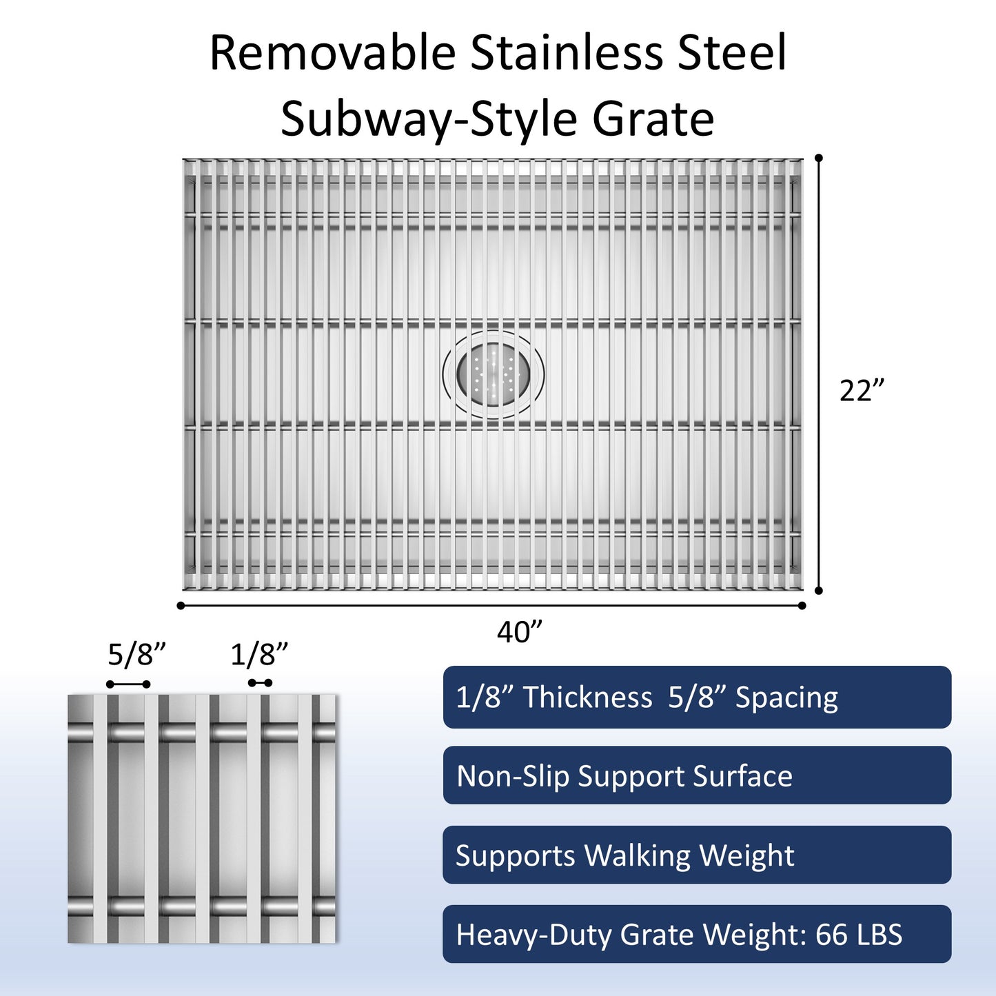 Leyso 14-Gauge Stainless Steel Floor Trough with Removable Grate and Strainer Basket, Commercial Floor Drainer Used for Restaurants Kitchen, Hotels, Industrial Facilities.