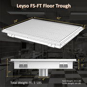 Leyso 24" x 42" 14-Gauge Stainless Steel Floor Trough with Removable Grate and Strainer Basket, Commercial Floor Drainer Used for Restaurants Kitchen, Hotels, Industrial Facilities.