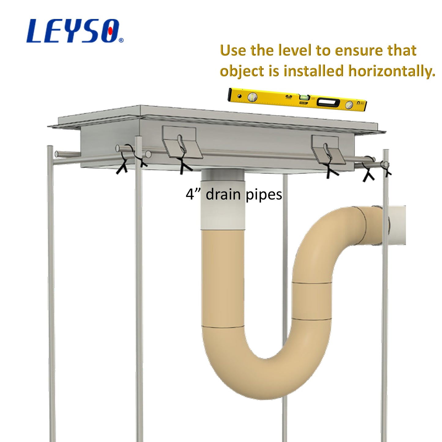 Leyso 24" x 42" 14-Gauge Stainless Steel Floor Trough with Removable Grate and Strainer Basket, Commercial Floor Drainer Used for Restaurants Kitchen, Hotels, Industrial Facilities.