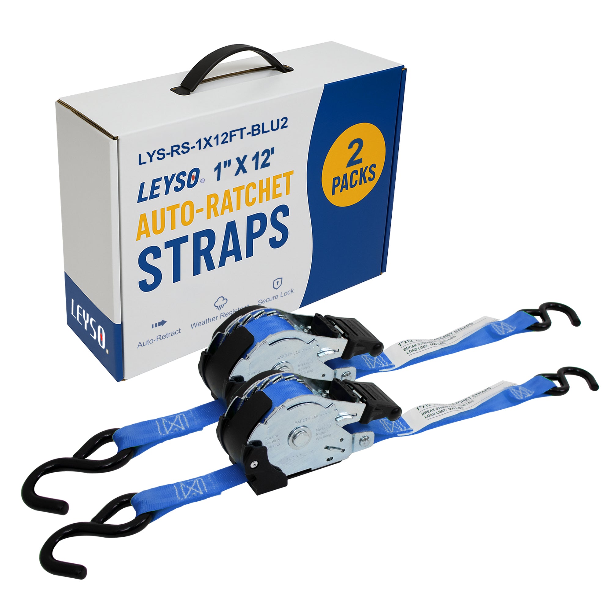 Leyso Retractable Ratchet Straps, Auto Ratchet Straps, Retractable Ratchet Tie Down Straps for Jet Skis, Motorcycles, Boats