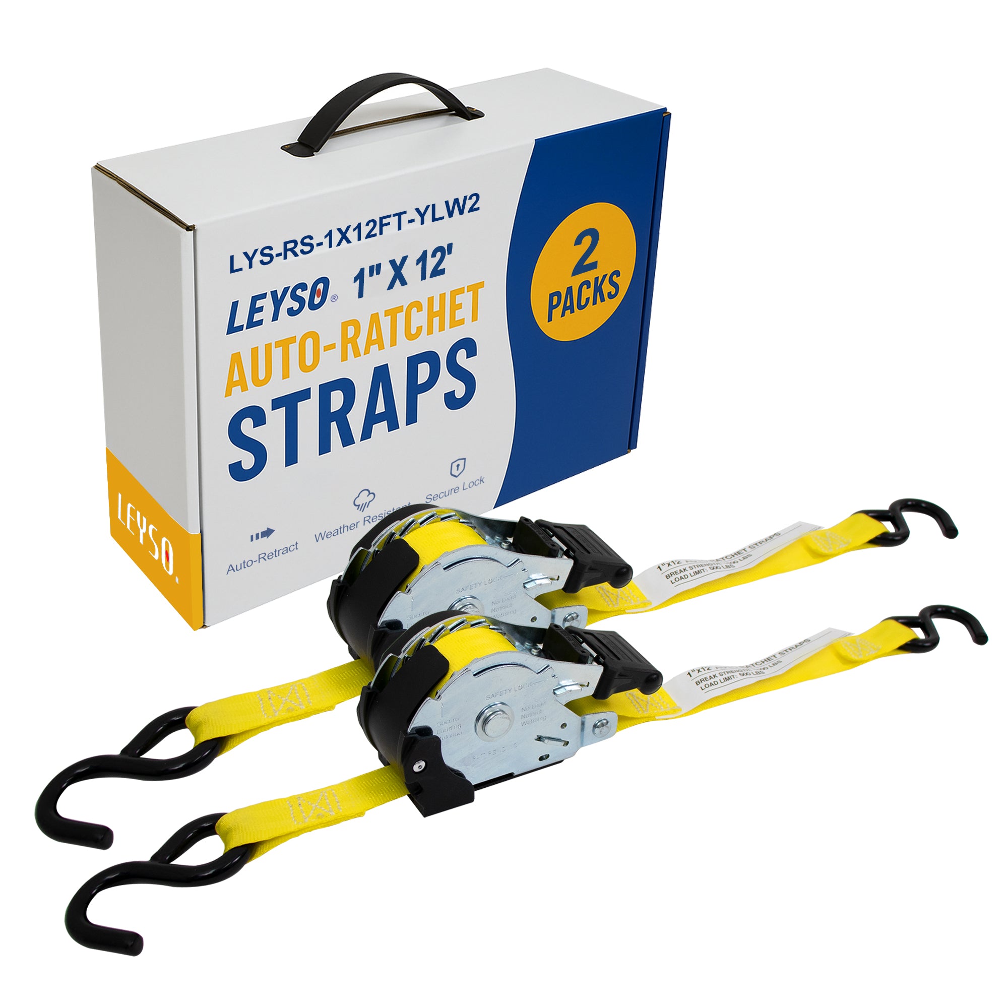 Leyso Retractable Ratchet Straps, Auto Ratchet Straps, Retractable Ratchet Tie Down Straps for Jet Skis, Motorcycles, Boats