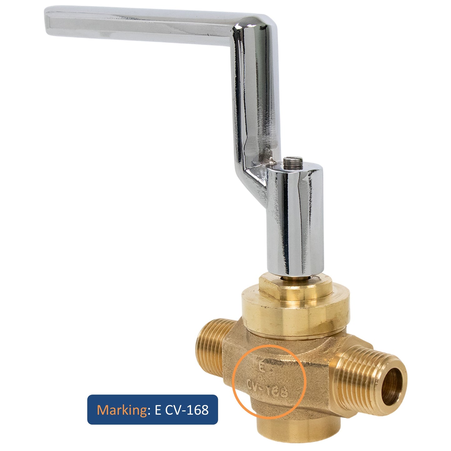 Leyso WR-GV Copper Gas Valve with Handle for Commercial Chinese Wok Range, CSA Approved, 1/2" NPT x 1/2" NPT, Marking: 1/2 PSI E CV-168