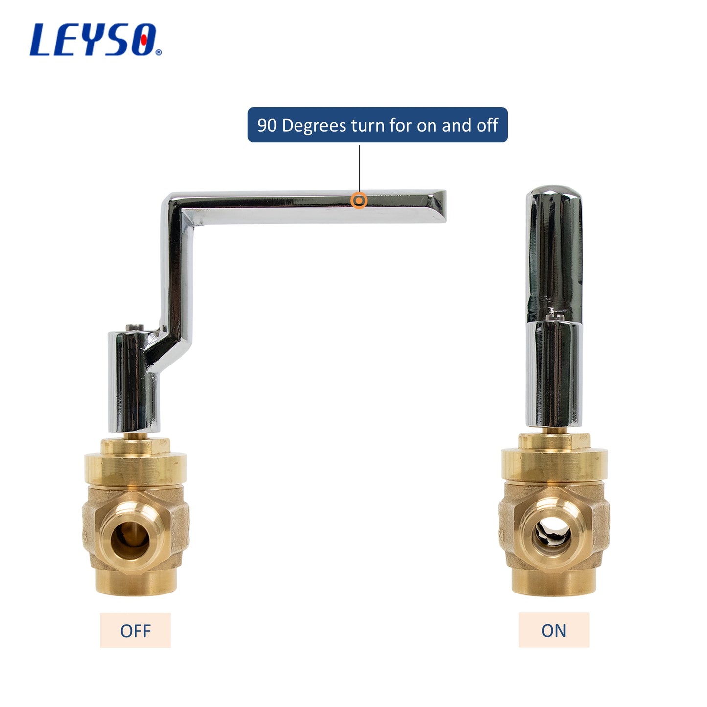 Leyso WR-GV Copper Gas Valve with Handle for Commercial Chinese Wok Range, CSA Approved, 1/2" NPT x 1/2" NPT, Marking: 1/2 PSI E CV-168