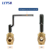 Leyso WR-GV Copper Gas Valve with Handle for Commercial Chinese Wok Range, CSA Approved, 1/2" NPT x 1/2" NPT, Marking: 1/2 PSI E CV-168