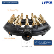 Leyso WR-JBC 16 Copper Tips Speed Jet Burner with Cap Cast Iron Body for Chinese Wok Range, Grilling, Stir Fry, 130,000 BTU, Marking: P8814256-C9