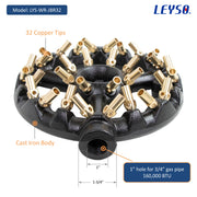 Leyso WR-JBR 32 Copper Tips Jet Burner Cast Iron Body for Chinese Wok Range, Grilling, Stir Fry, 160,000 BTU