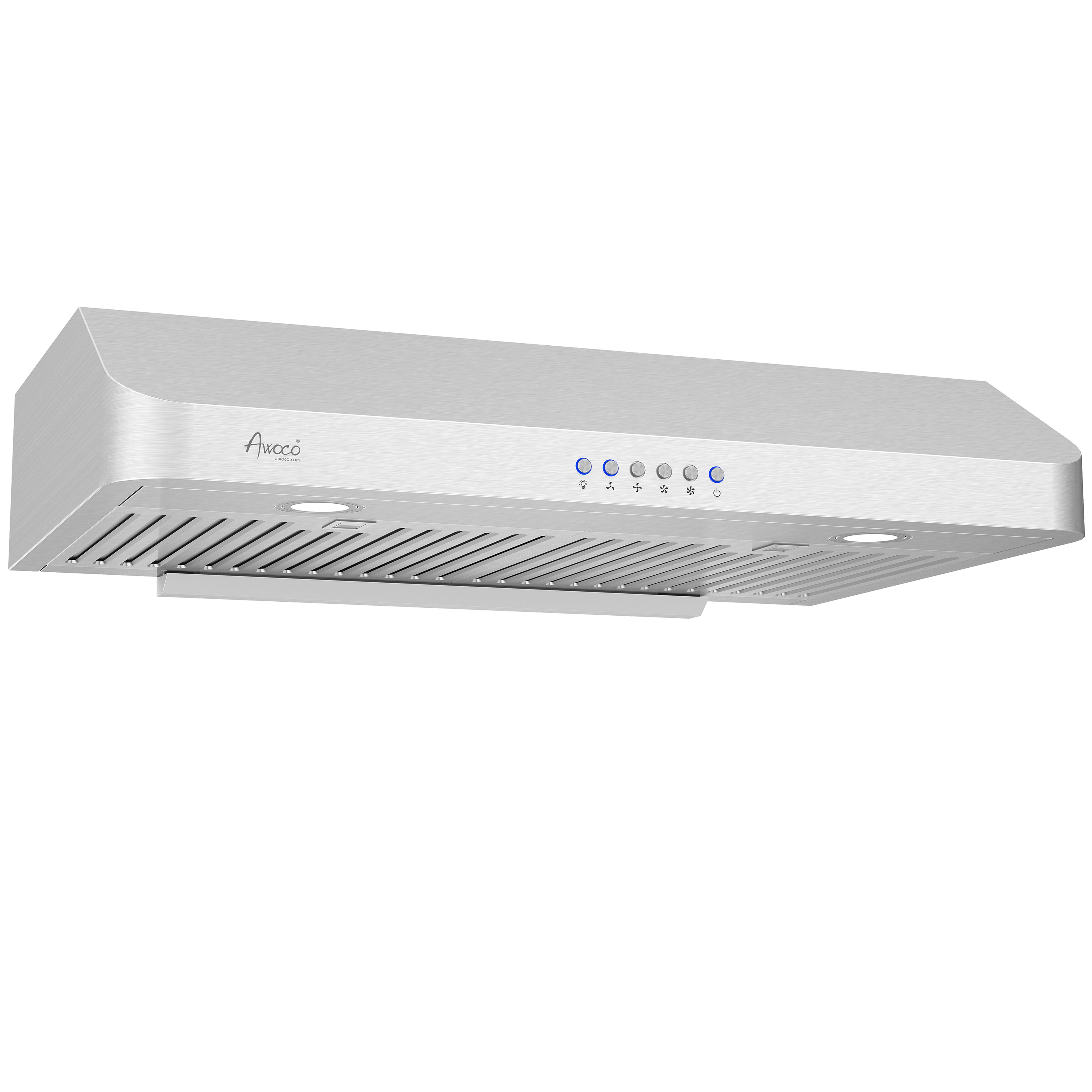 Awoco RH-C06-30 Classic 6" High Stainless Steel Under Cabinet 4 Speeds 900CFM Range Hood with 2 LED Lights