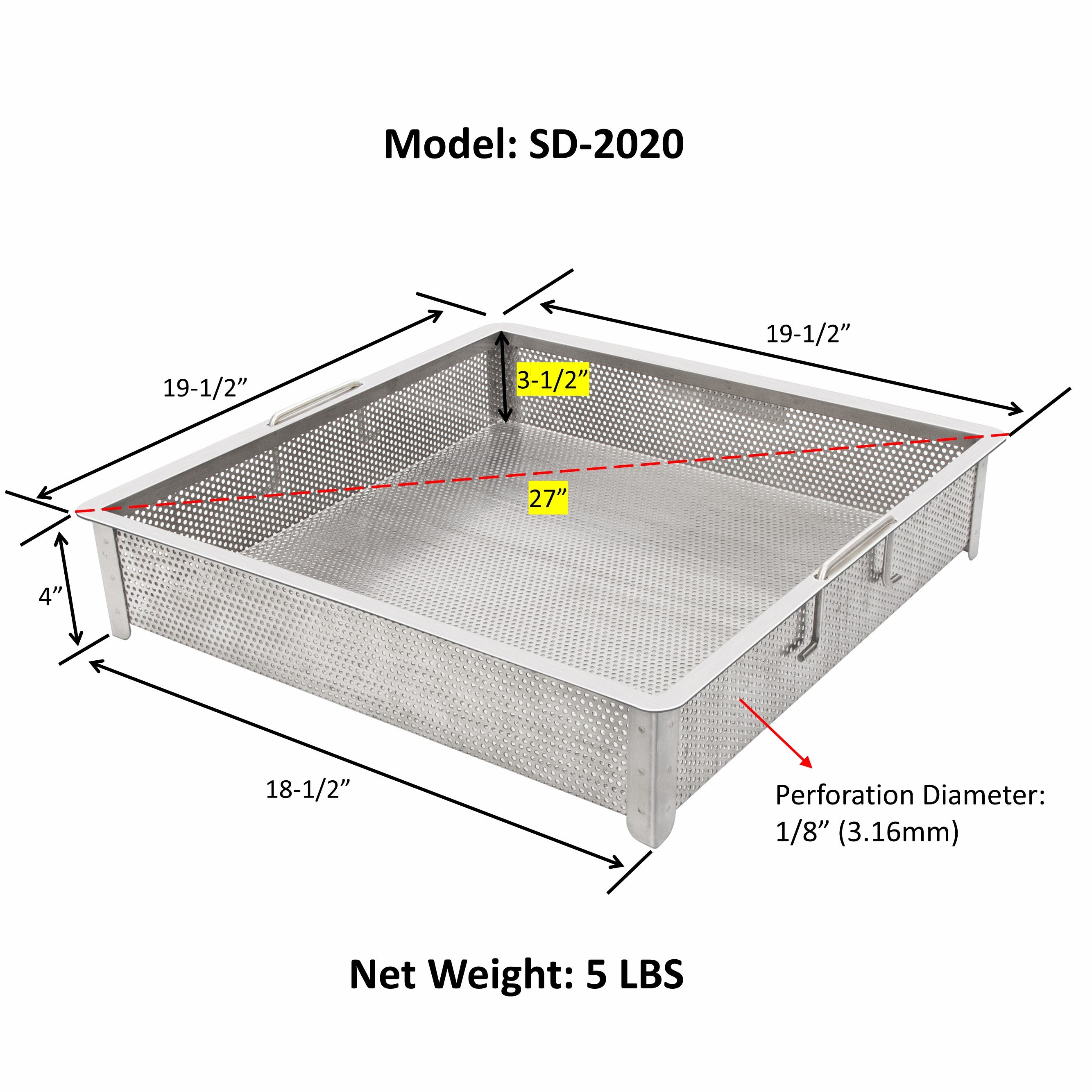 Leyso Stainless Steel Compartment ETL Certified Drop-In Sink Drain Basket (20" x 20", Drain Basket)