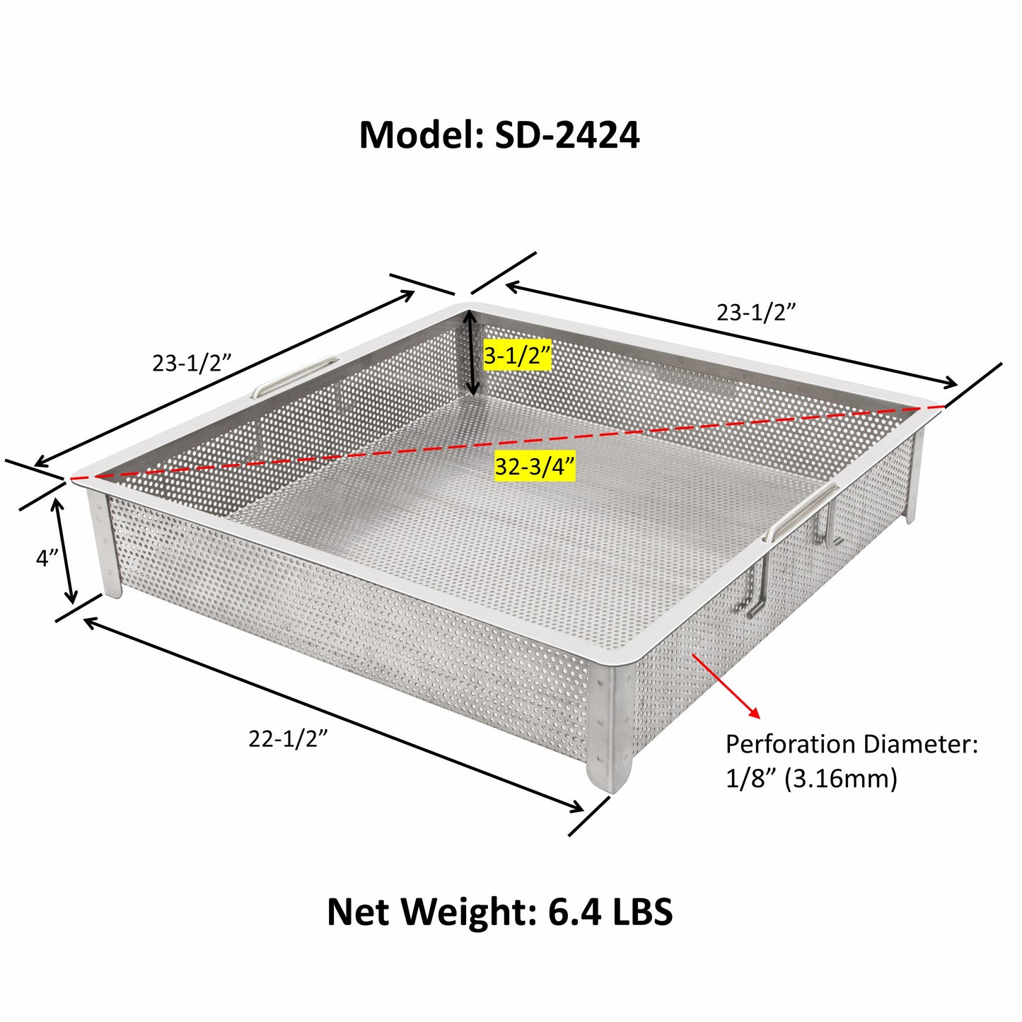 Leyso Stainless Steel Compartment ETL Certified Drop-In Sink Drain Basket (24" x 24", Drain Basket)