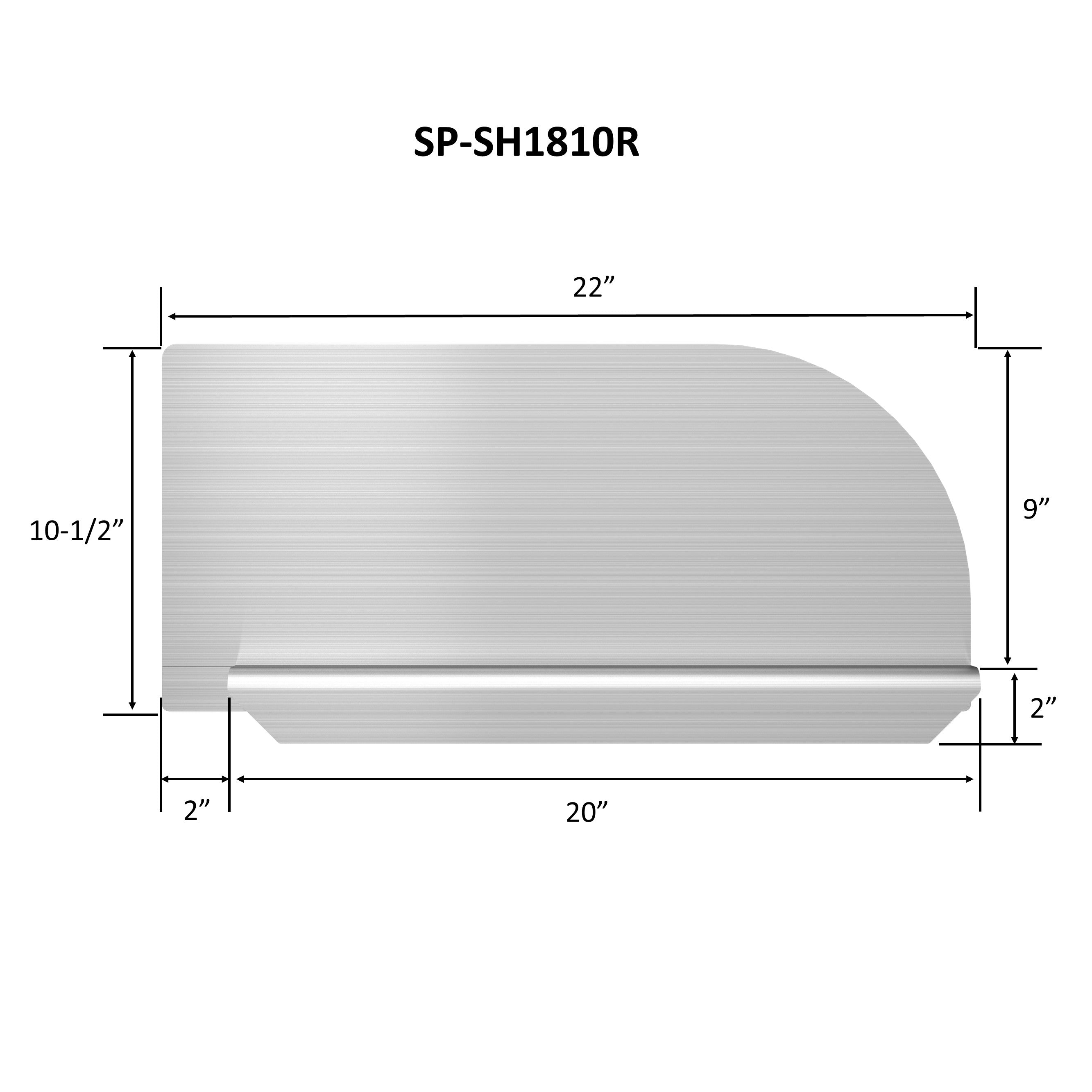 Leyso SP-SH1810R Stainless Steel Insert Type Splash Guard for Compartment Sinks (22" L x 11" H Right)