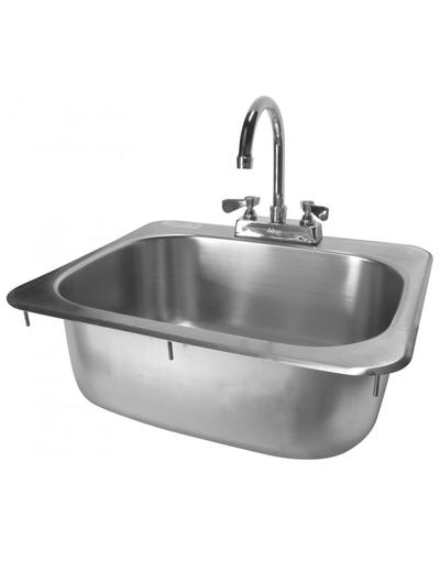 Extra Wide Drop-In Hand Sink w/Lead Free Faucet & Strainer, HS-2017IG