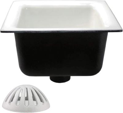 Leyso Floor Sink with Dome Strainer, Cast Iron Body & Ceramic Surface 12”W x 12”L x 6”H - Perfect for Restaurant, Bar, Buffet (2” Drain)