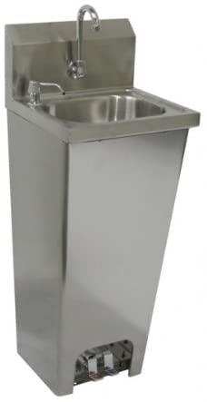 Stainless Steel Hand Sink with Faucet, Foot Operated Valve and Soap Dispenser, HS-1615FG