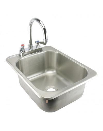 Medium 13" x 17.5" Drop-in Hand Sink with Lead Free 6” Spout Faucet & Strainer, ETL Certified, HS-1317IHG