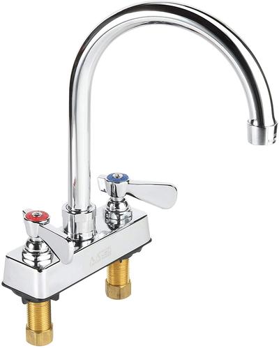 AA Faucet 4" Commercial Deck Mount Faucet with Heavy Duty Lead Free Gooseneck 6" Spout