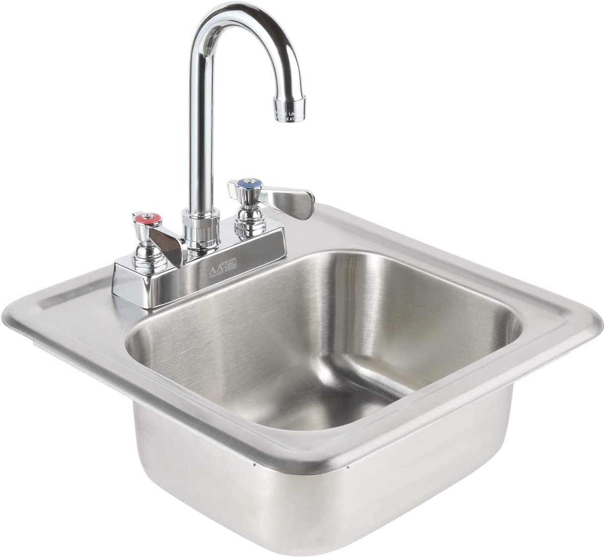 Mini 13" x 13" Drop-in Hand Sink with Lead Free 3-1/2” Spout Faucet & Strainer, ETL Certified, HS-0810IG