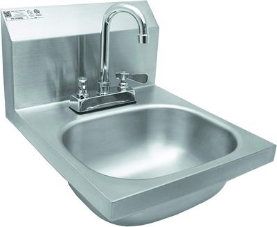 Wall Mount Hand Sink with Deck Mount Faucet & Strainer, ETL Certified, HS-1416DG