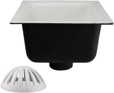 Leyso Floor Sink with Dome Strainer, Cast Iron Body & Ceramic Surface 12”W x 12”L x 6”H - Perfect for Restaurant, Bar, Buffet (3” Drain)