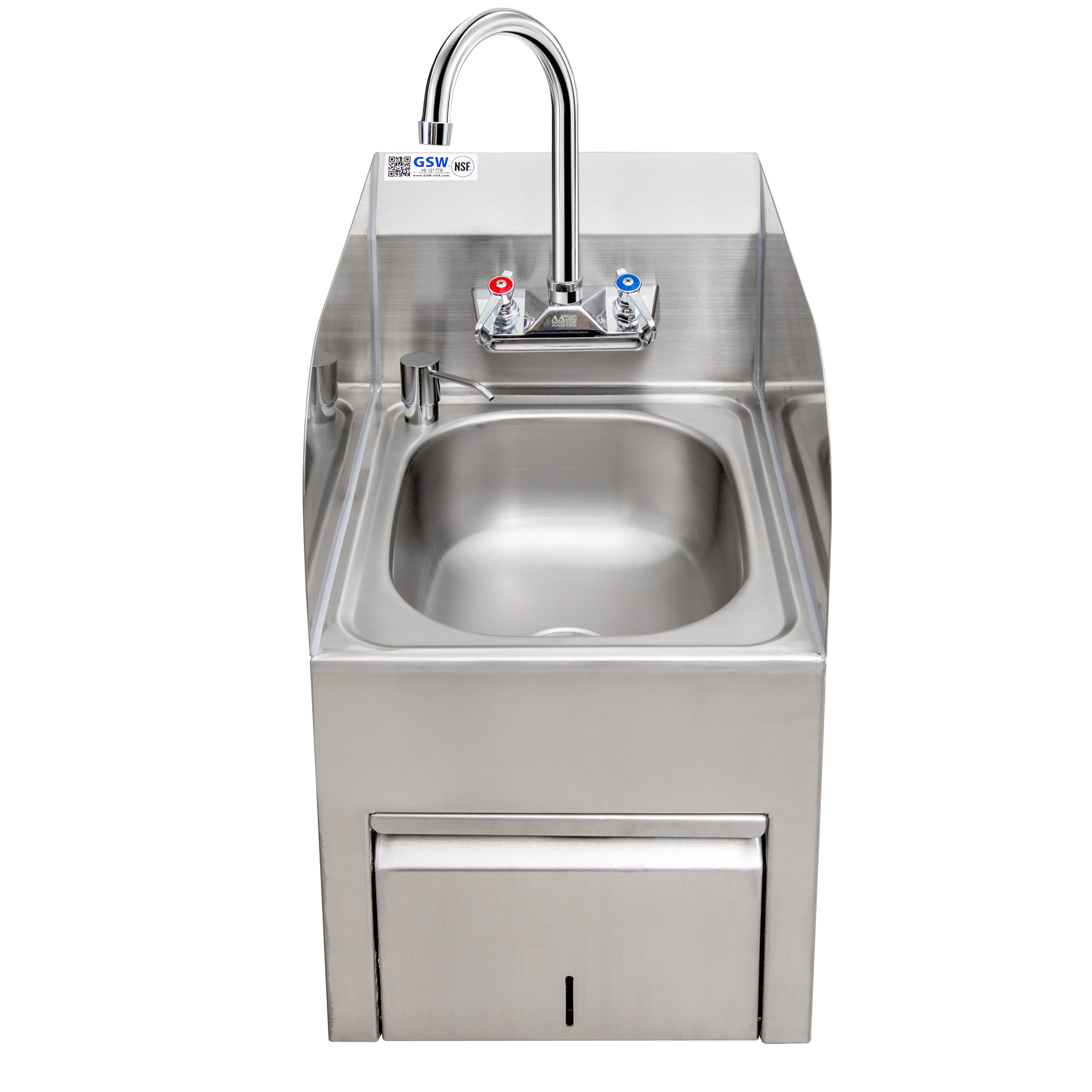 Splash Guard Hand Sink with Towel and Soap Dispenser, HS-1217TS