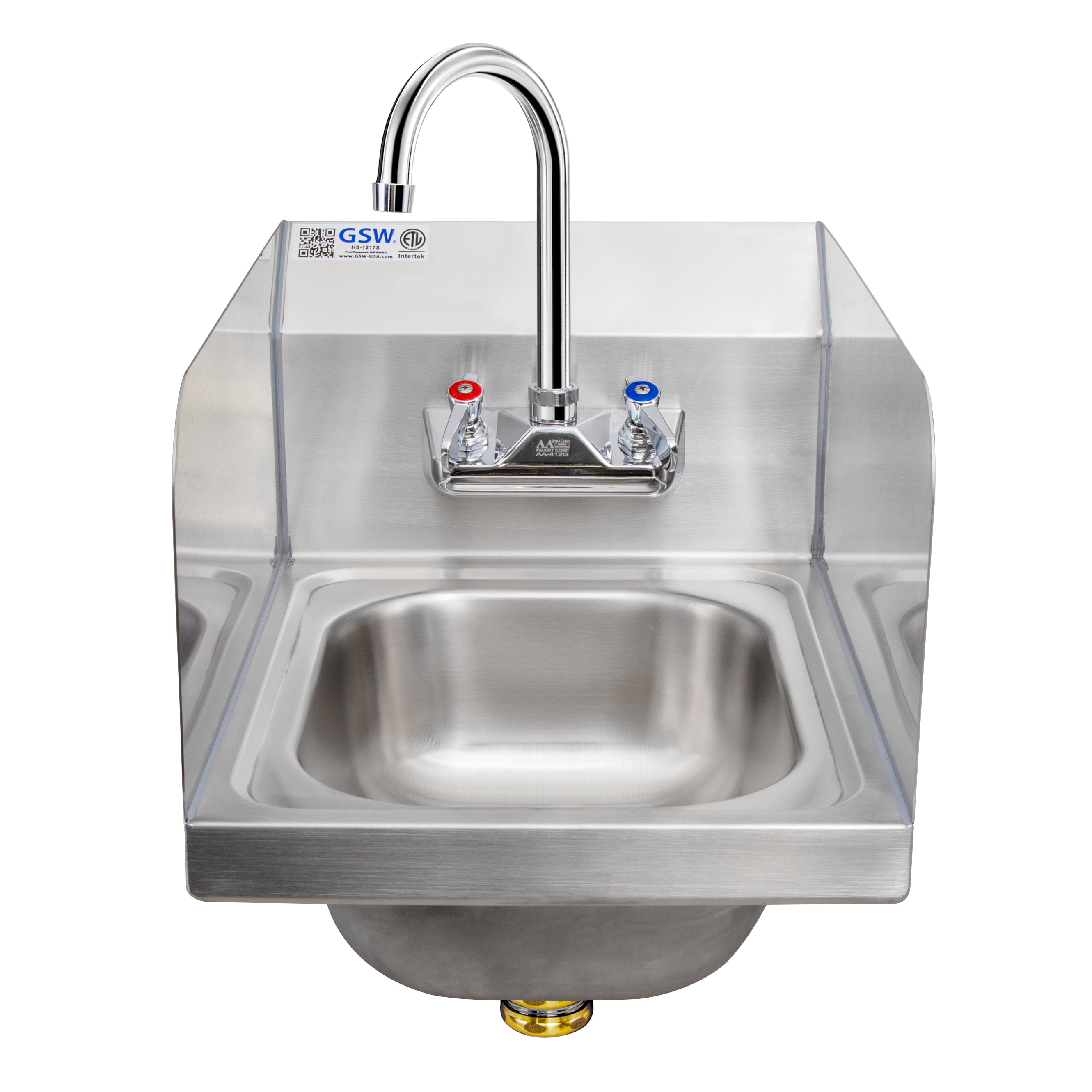 GSW 12" X 17" Wall Mount Hand Sink with Welded Splash Guards ETL Certified