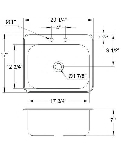 Extra Wide Drop-In Hand Sink w/Lead Free Faucet & Strainer, HS-2017IG