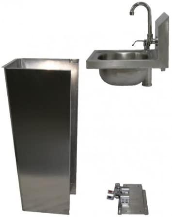 Stainless Steel Hand Sink with Faucet, Foot Operated Valve and Soap Dispenser, HS-1615FG