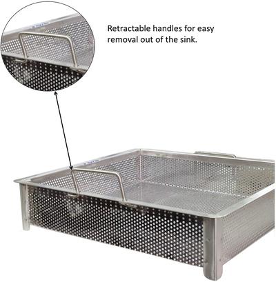 Leyso Stainless Steel Compartment ETL Certified Drop-In Sink Drain Basket (20" x 20", Drain Basket)