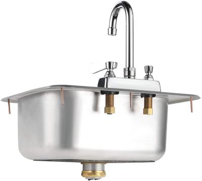 Standard Size 16" x 15" Drop-in Hand Sink with Lead Free 3-1/2” Spout Faucet & Strainer, ETL Certified, HS-1615IHG