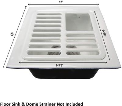 Leyso FS-T3/4 Cast Iron Porcelain Floor Sink Top Grate with Ceramic Surface, 9-⅜” x 9-⅜” x 1-¼” - Perfect for Restaurant, Bar, Buffet (¾ Size)