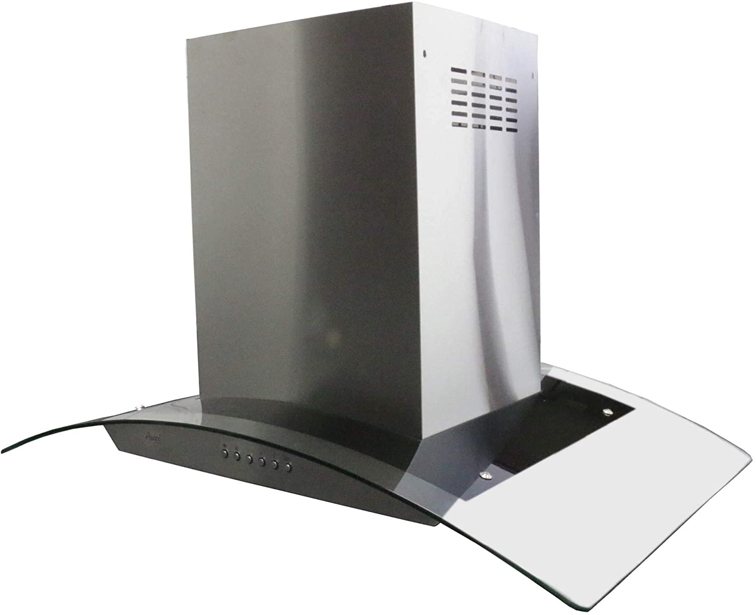 Awoco RH-ISG-36 6” Round Vent 1mm Thick Stainless Steel Island Mounted 4 Speeds 900CFM Range Hood with 4 LED Lights, Baffle Filter, Soft Touch Electronic Control Panel
