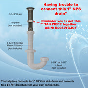 Leyso AA-144 Stainless Steel Bar Sink Drain 1" Nominal Pipe Size 1" NPS Thread for 1-3/8" Sink Opening (3-1/4" Length)