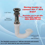 Leyso AA-143 Stainless Steel Bar Sink Drain 1" Nominal Pipe Size 1" NPS Thread for 1-3/8" Sink Opening (1-1/2" Length)